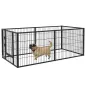 Parque para Perros de 6 Paneles Valla Metálica para Mascotas con Ancho Ajustable 82,5-150x79x61 cm Negro