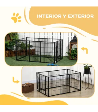 Parque para Perros de 6 Paneles Valla Metálica para Mascotas con Ancho Ajustable 82,5-150x79x61 cm Negro