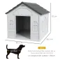 Casa para Perros 84,2x98,2x82 cm con Patrón de Ventana y Techo de Tejas de Imitación para Perros Grandes Gris y Blanco