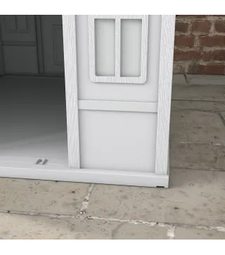 Casa para Perros 84,2x98,2x82 cm con Patrón de Ventana y Techo de Tejas de Imitación para Perros Grandes Gris y Blanco