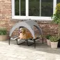 Cama para Perros Elevada con Toldo Marco de Acero y Bolsa de Transporte para Interior Exterior 106x76x94 cm Gris Claro