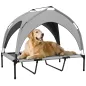 Cama para Perros Elevada con Toldo Marco de Acero y Bolsa de Transporte para Interior Exterior 106x76x94 cm Gris Claro