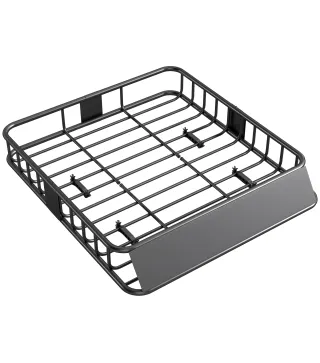 Cesta de Techo Universal para Vehículos de Acero Carga 90,7 kg con Deflector Barandillas 110,5x99,5x18,5 cm Negro