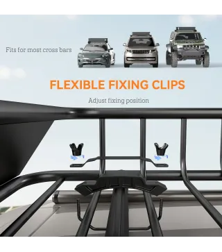 Cesta de Techo Universal para Vehículos de Acero Carga 90,7 kg con Deflector Barandillas 110,5x99,5x18,5 cm Negro