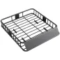 Cesta de Techo Universal para Vehículos de Acero Carga 90,7 kg con Deflector Barandillas 110,5x99,5x18,5 cm Negro