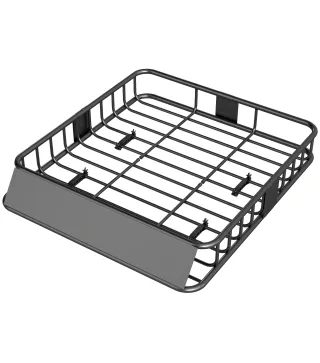 Cesta de Techo Universal para Vehículos de Acero Carga 90,7 kg con Deflector Barandillas 110,5x99,5x18,5 cm Negro