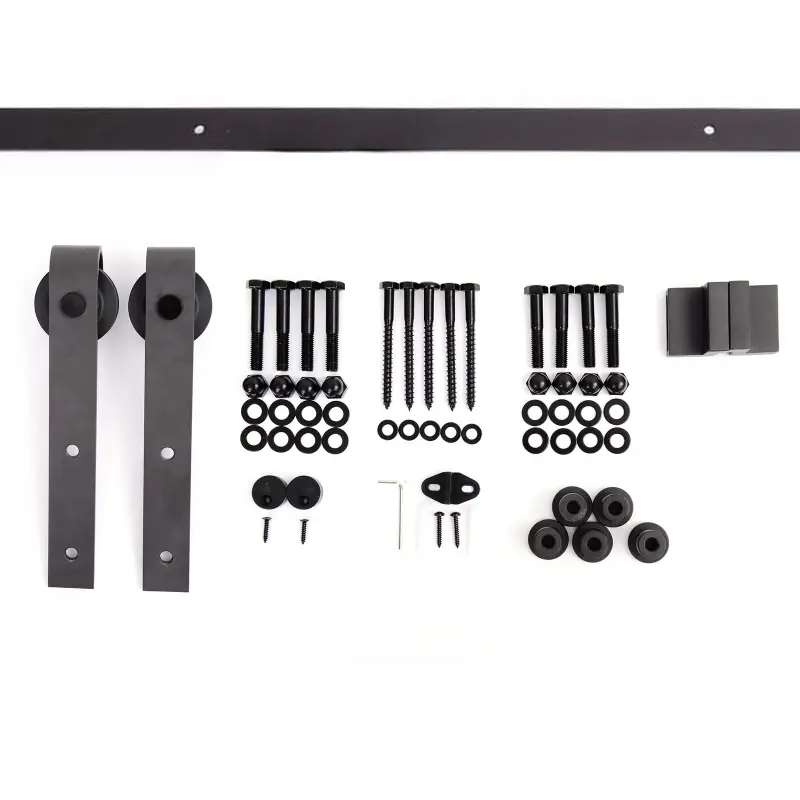 200 cm Herraje para Puerta Corredera de Madera Kit de Accesorios Guía de Riel con Tornillos Carga Máx. 90 kg Acero al Carbono Ma