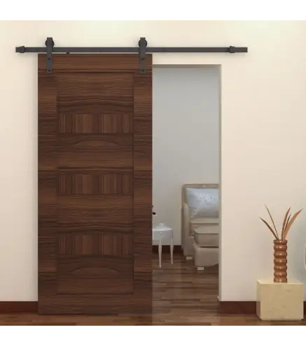 200 cm Herraje para Puerta Corredera de Madera Kit de Accesorios Guía de Riel con Tornillos Carga Máx. 90 kg Acero al Carbono Ma