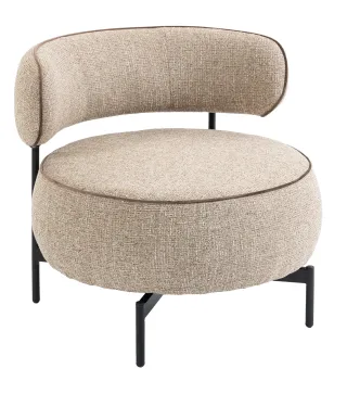 Butaca de Salón con Asiento Giratorio Tapizado en Lino Asiento Amplio Relleno Grueso Patas de Metal Beige