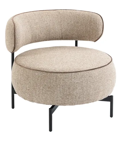 Butaca de Salón con Asiento Giratorio Tapizado en Lino Asiento Amplio Relleno Grueso Patas de Metal Beige