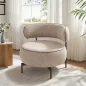 Butaca de Salón con Asiento Giratorio Tapizado en Lino Asiento Amplio Relleno Grueso Patas de Metal Beige