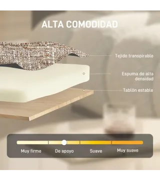 Butaca de Salón con Asiento Giratorio Tapizado en Lino Asiento Amplio Relleno Grueso Patas de Metal Beige