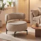 Butaca de Salón con Asiento Giratorio Tapizado en Lino Asiento Amplio Relleno Grueso Patas de Metal Beige