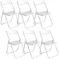 Juego de 6 Sillas Plegables de Plástico con Respaldo Curvo Diseño Ventilación Estructura de Acero 48,5x47x75 cm Blanco