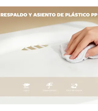 Juego de 6 Sillas Plegables de Plástico con Respaldo Curvo Diseño Ventilación Estructura de Acero 48,5x47x75 cm Blanco