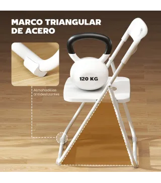 Juego de 6 Sillas Plegables de Plástico con Respaldo Curvo Diseño Ventilación Estructura de Acero 48,5x47x75 cm Blanco