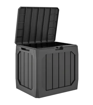 Baúl de Almacenaje Exterior de Plástico Capacidad 121L con 2 Asas y Tapa Bloqueable Impermeable 56x45x53 cm Negro
