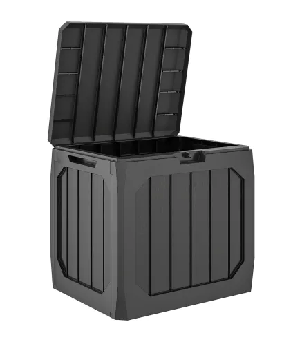 Baúl de Almacenaje Exterior de Plástico Capacidad 121L con 2 Asas y Tapa Bloqueable Impermeable 56x45x53 cm Negro