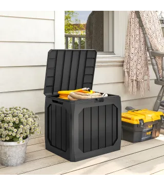 Baúl de Almacenaje Exterior de Plástico Capacidad 121L con 2 Asas y Tapa Bloqueable Impermeable 56x45x53 cm Negro