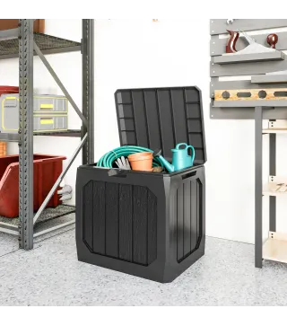 Baúl de Almacenaje Exterior de Plástico Capacidad 121L con 2 Asas y Tapa Bloqueable Impermeable 56x45x53 cm Negro