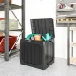 Baúl de Almacenaje Exterior de Plástico Capacidad 121L con 2 Asas y Tapa Bloqueable Impermeable 56x45x53 cm Negro
