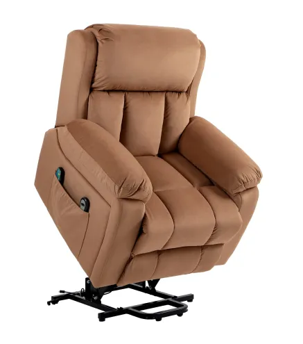 Sillón Relax Reclinable Eléctrico Levanta Personas con Masaje Vibratorio y Calor Control Remoto Reposapiés Marrón