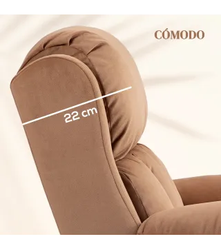 Sillón Relax Reclinable Eléctrico Levanta Personas con Masaje Vibratorio y Calor Control Remoto Reposapiés Marrón