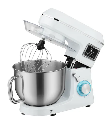 Batidora Amasadora 6L 1400W con Cabezal Inclinable 6 Velocidades Función de Fermentación Pantalla LED Blanco