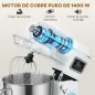 Batidora Amasadora 6L 1400W con Cabezal Inclinable 6 Velocidades Función de Fermentación Pantalla LED Blanco