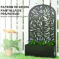 Jardinera con Pantalla de Privacidad Curva de Hojas de Metal y Opción de Montaje en Pared 61x23x113 cm Negro