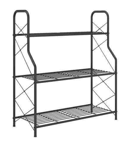 Soporte para Plantas de 3 Niveles Estantería Metálica Resistente para Interior y Exterior 69x28,5x78 cm Negro