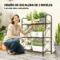 Soporte para Plantas de 3 Niveles Estantería Metálica Resistente para Interior y Exterior 69x28,5x78 cm Negro