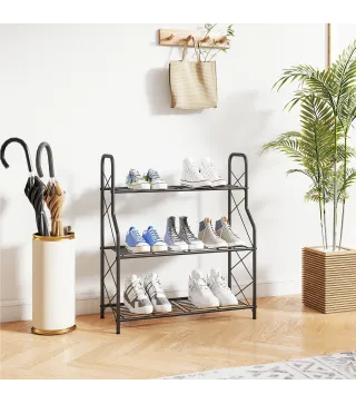 Soporte para Plantas de 3 Niveles Estantería Metálica Resistente para Interior y Exterior 69x28,5x78 cm Negro