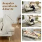 Sofá Cama de 3 Plazas con Mesa Auxiliar 3 en 1 con Respaldo Ajustable Apertura Clik-Clak 196x86x81 cm Beige