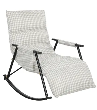 Silla Mecedora con Respaldo y Reposapiés Ajustables Mecedora Sillón Balancín Tapizado en Lino 62x100x89 cm Gris