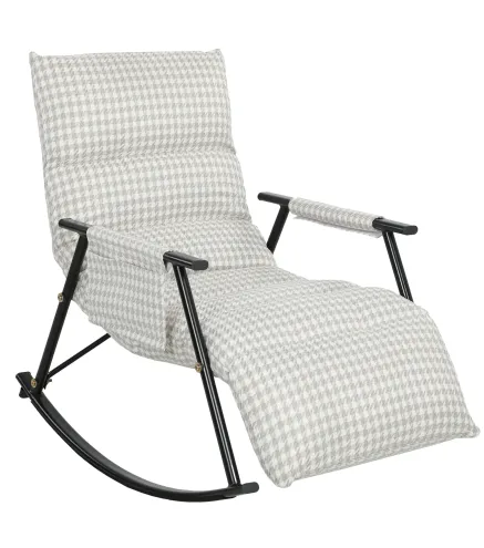 Silla Mecedora con Respaldo y Reposapiés Ajustables Mecedora Sillón Balancín Tapizado en Lino 62x100x89 cm Gris