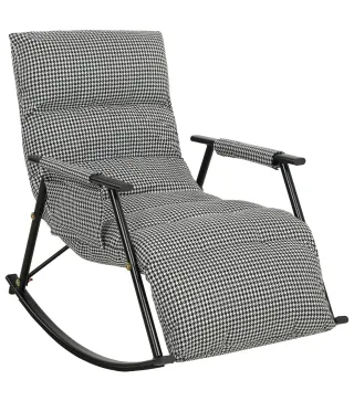 Silla Mecedora con Respaldo y Reposapiés Ajustables Mecedora Sillón Balancín Tapizado en Lino 62x100x89 cm Negro