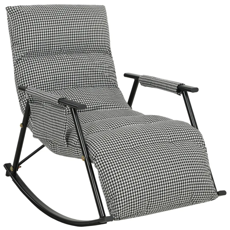 Silla Mecedora con Respaldo y Reposapiés Ajustables Mecedora Sillón Balancín Tapizado en Lino 62x100x89 cm Negro