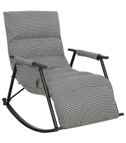 Silla Mecedora con Respaldo y Reposapiés Ajustables Mecedora Sillón Balancín Tapizado en Lino 62x100x89 cm Negro