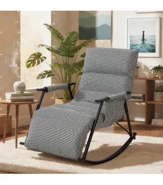 Silla Mecedora con Respaldo y Reposapiés Ajustables Mecedora Sillón Balancín Tapizado en Lino 62x100x89 cm Negro