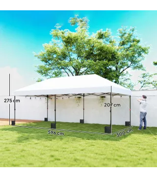 Carpa Plegable 6x3 m Pop-up Altura Ajustable 3 Niveles UPF50+ Bloqueo Central Sacos de Arena Bolsa con Ruedas Plateado
