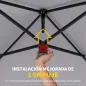 Carpa Plegable 6x3 m Pop-up Altura Ajustable 3 Niveles UPF50+ Bloqueo Central Sacos de Arena Bolsa con Ruedas Plateado