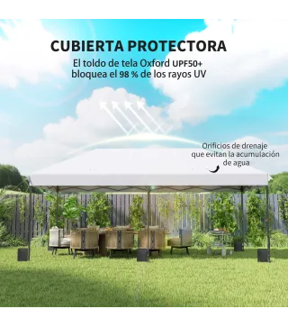 Carpa Plegable 6x3 m Pop-up Altura Ajustable 3 Niveles UPF50+ Bloqueo Central Sacos de Arena Bolsa con Ruedas Plateado