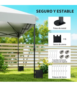 Carpa Plegable 6x3 m Pop-up Altura Ajustable 3 Niveles UPF50+ Bloqueo Central Sacos de Arena Bolsa con Ruedas Plateado