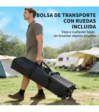 Carpa Plegable 6x3 m Pop-up Altura Ajustable 3 Niveles UPF50+ Bloqueo Central Sacos de Arena Bolsa con Ruedas Plateado