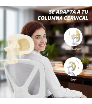 Silla de Escritorio de Malla Reclinable con Reposacabezas Soporte Lumbar Reposapiés y Altura Regulable Gris Claro