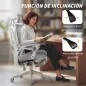 Silla de Escritorio de Malla Reclinable con Reposacabezas Soporte Lumbar Reposapiés y Altura Regulable Gris Claro