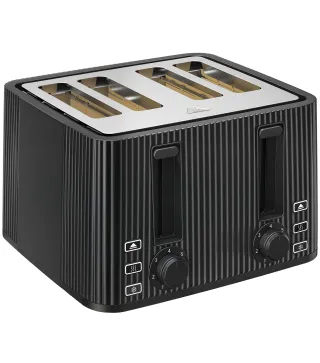 Tostadora 4 Ranuras Anchas 7 Niveles de Tostado Función Descongelar Recalentar y Cancelar Bandeja Extraíble Negro