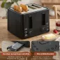 Tostadora 4 Ranuras Anchas 7 Niveles de Tostado Función Descongelar Recalentar y Cancelar Bandeja Extraíble Negro