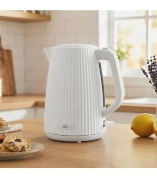 Hervidor Eléctrico 1,7L 2025W con Filtro Antical Desmontable Apagado Automático Base Giratoria 360° Crema